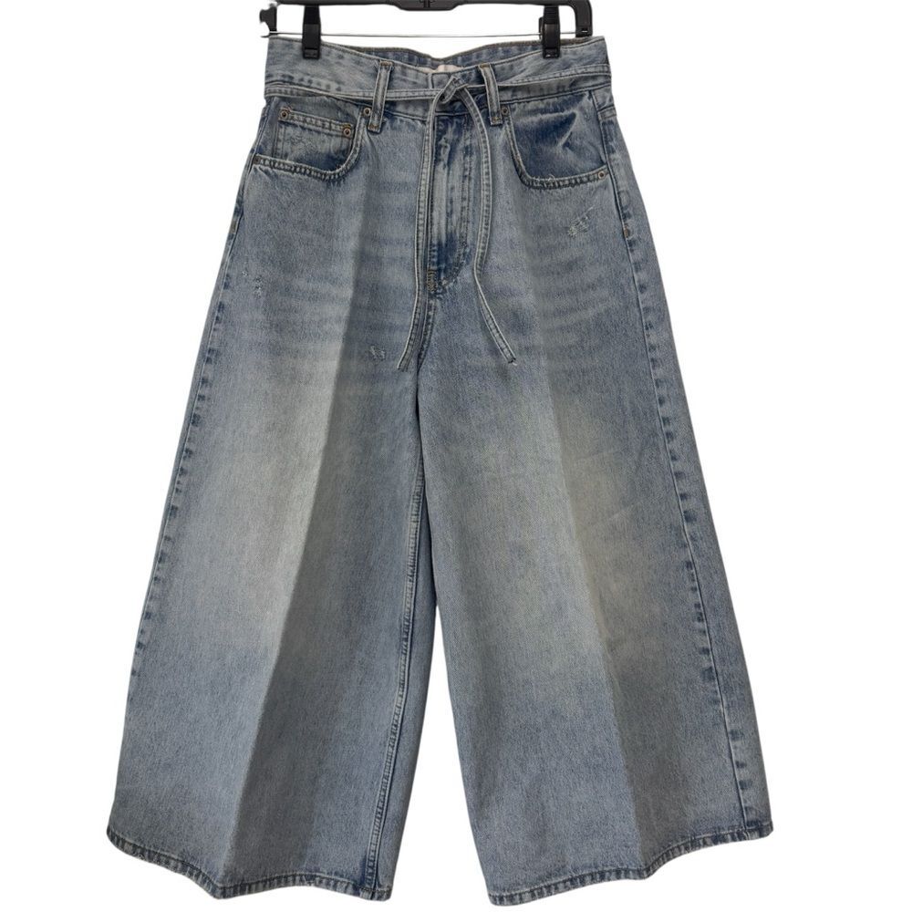Zara The Mid Waist Culotte Light Wash Jeans size US 6